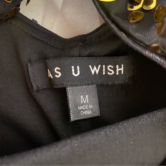 As U Wish Teardrop Sequin Bodycon Dress, Gold/Silver/Black, Size Juniors Medium - Picture 6 of 9